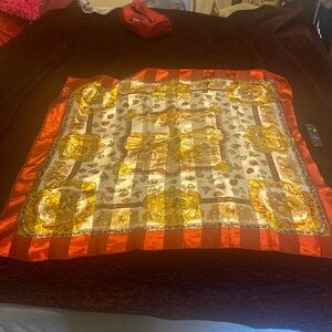 80’s Rust,White & Gold Scarf